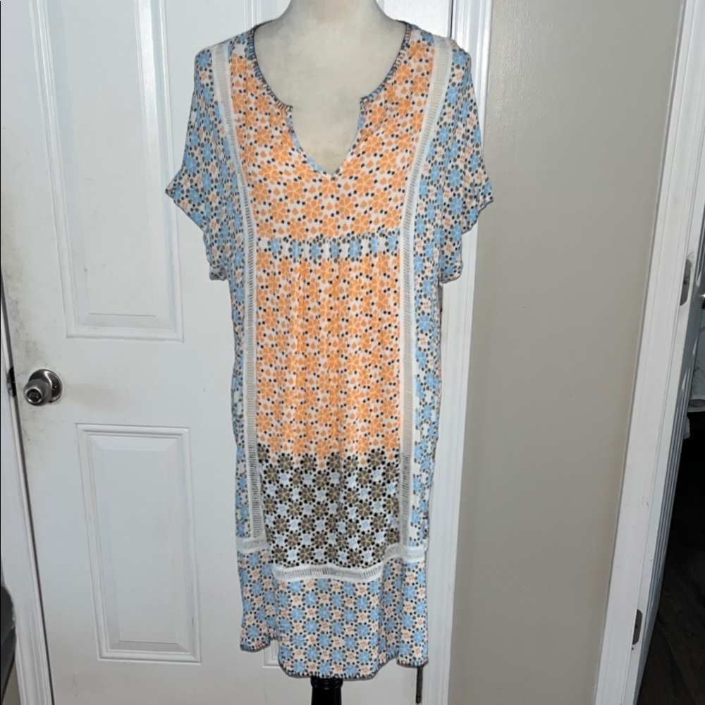 Ella Moon women’s Floral Patterned Dress in Blue and Orange size large